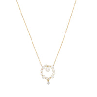 Collier Aphrodite cercle orné de perles & serti d'un diamant - Or Jaune