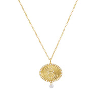 Collier Talisman Porte-bonheur 8 serti de diamants - Plaqué Or