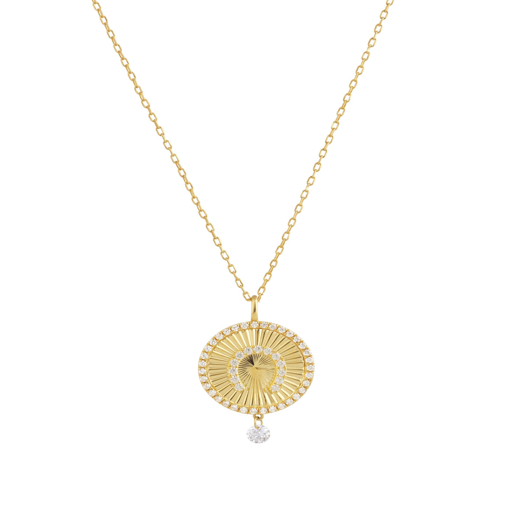 Collier Talisman Porte-bonheur Fer à cheval serti de diamants - Plaqué Or