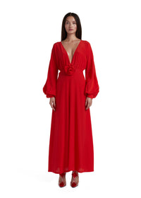 Robe longue Nadia en soie - Cherry