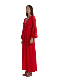 Robe longue Nadia en soie - Cherry