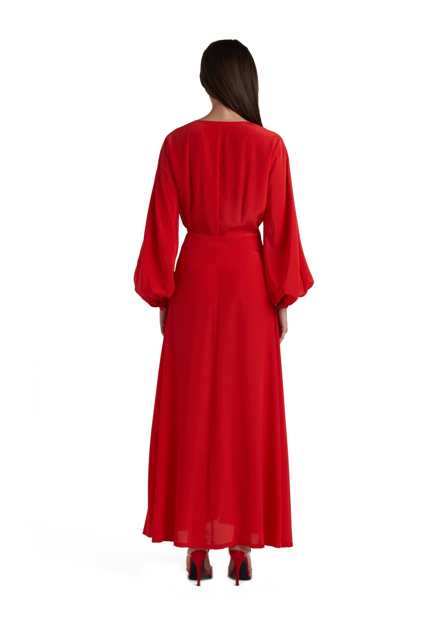 Robe longue Nadia en soie - Cherry