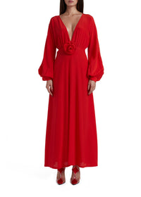 Robe longue Nadia en soie - Cherry