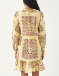 Robe courte imprimée Nalii - Yellow