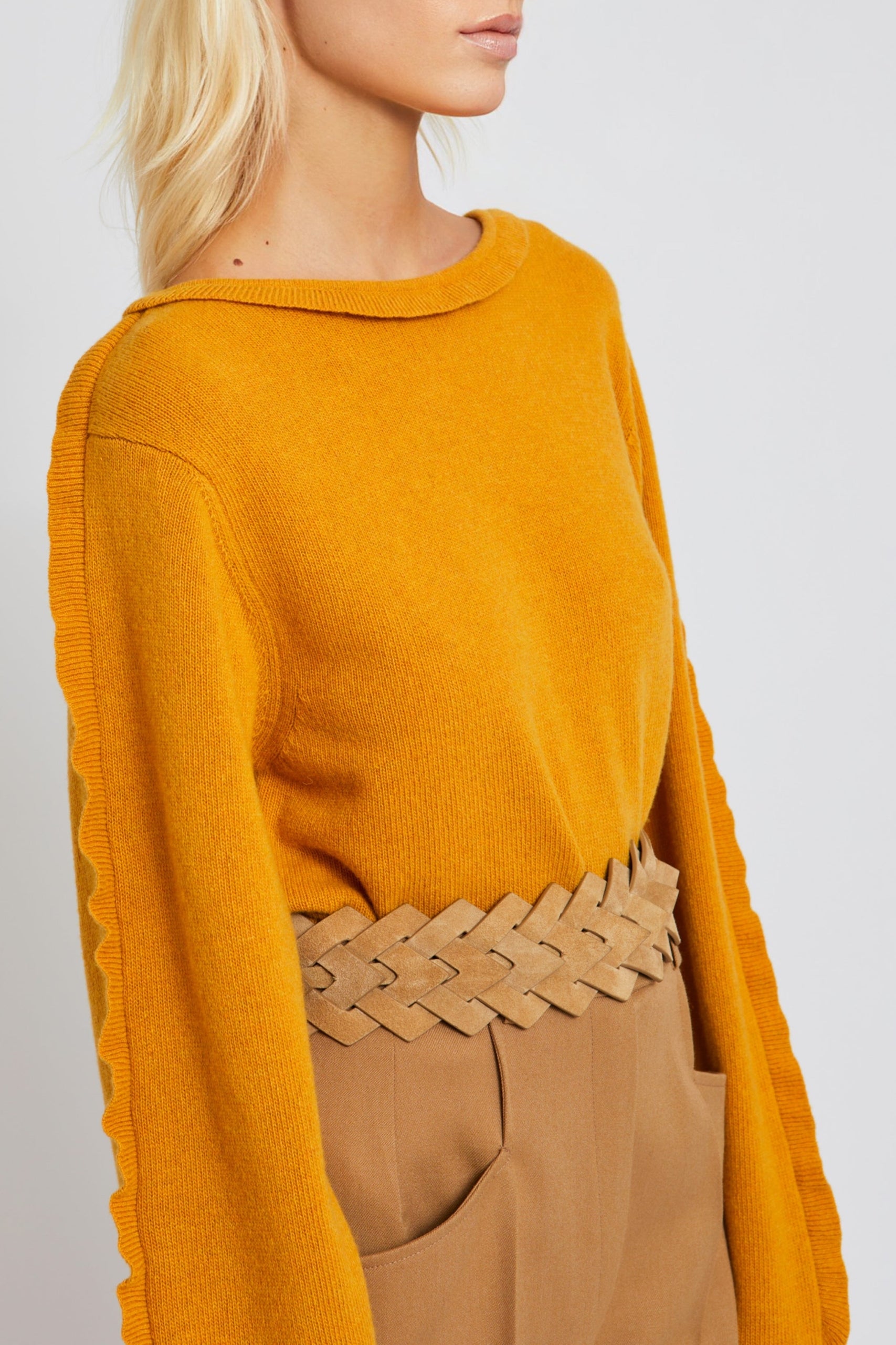 Pull Namid à manches longues en laine - Mustard