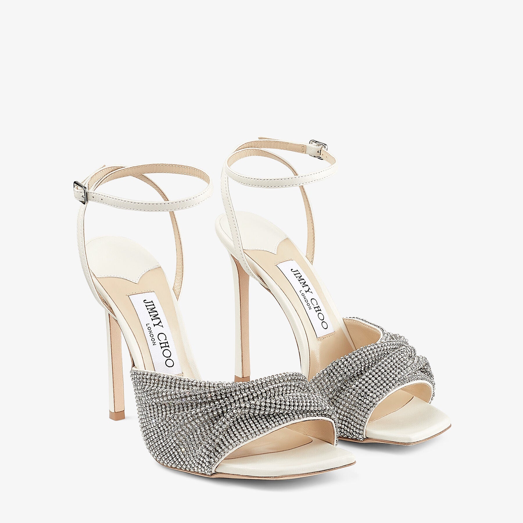 Sandales Naria avec résille et cristaux 110 en cuir - Latte & Crystal