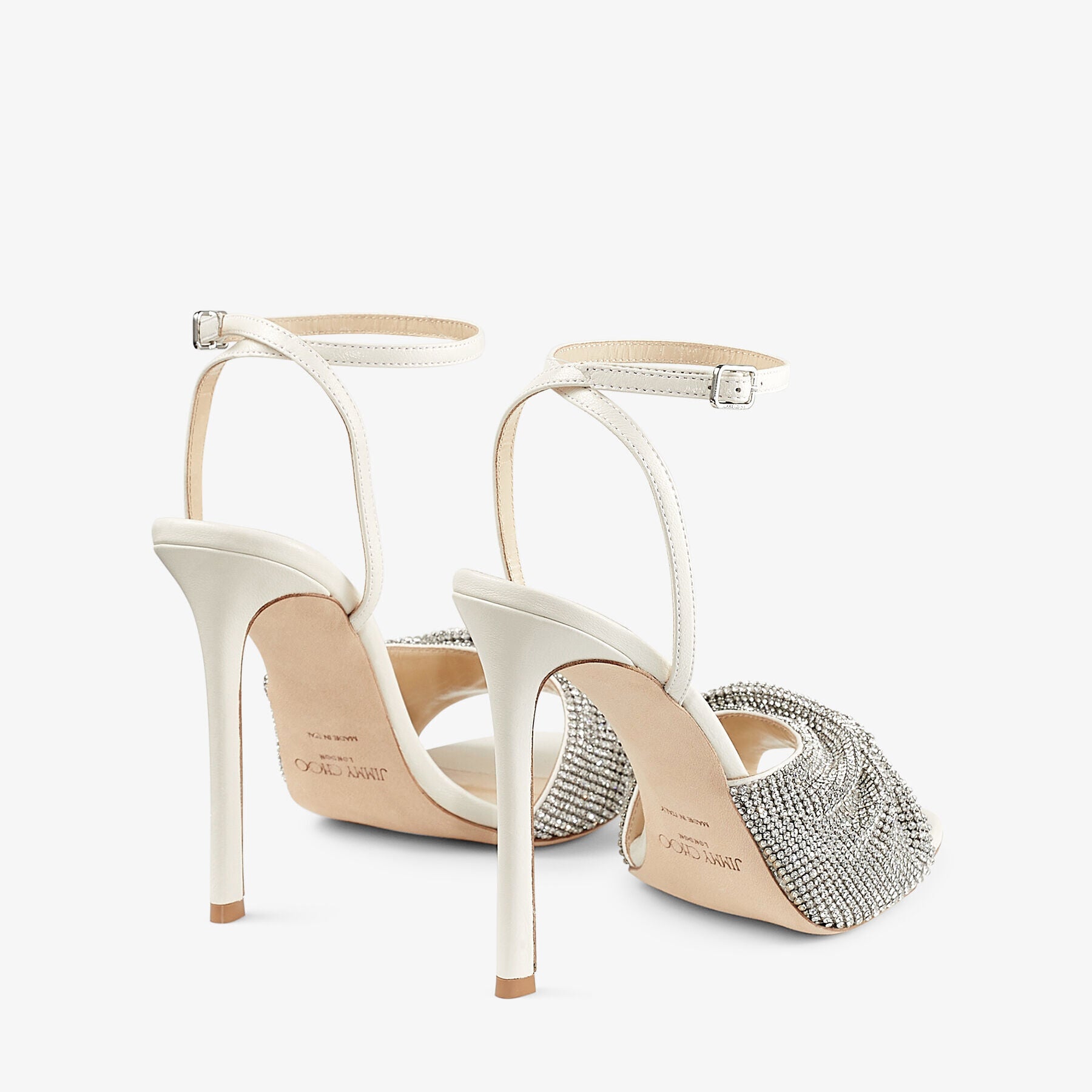 Sandales Naria avec résille et cristaux 110 en cuir - Latte & Crystal