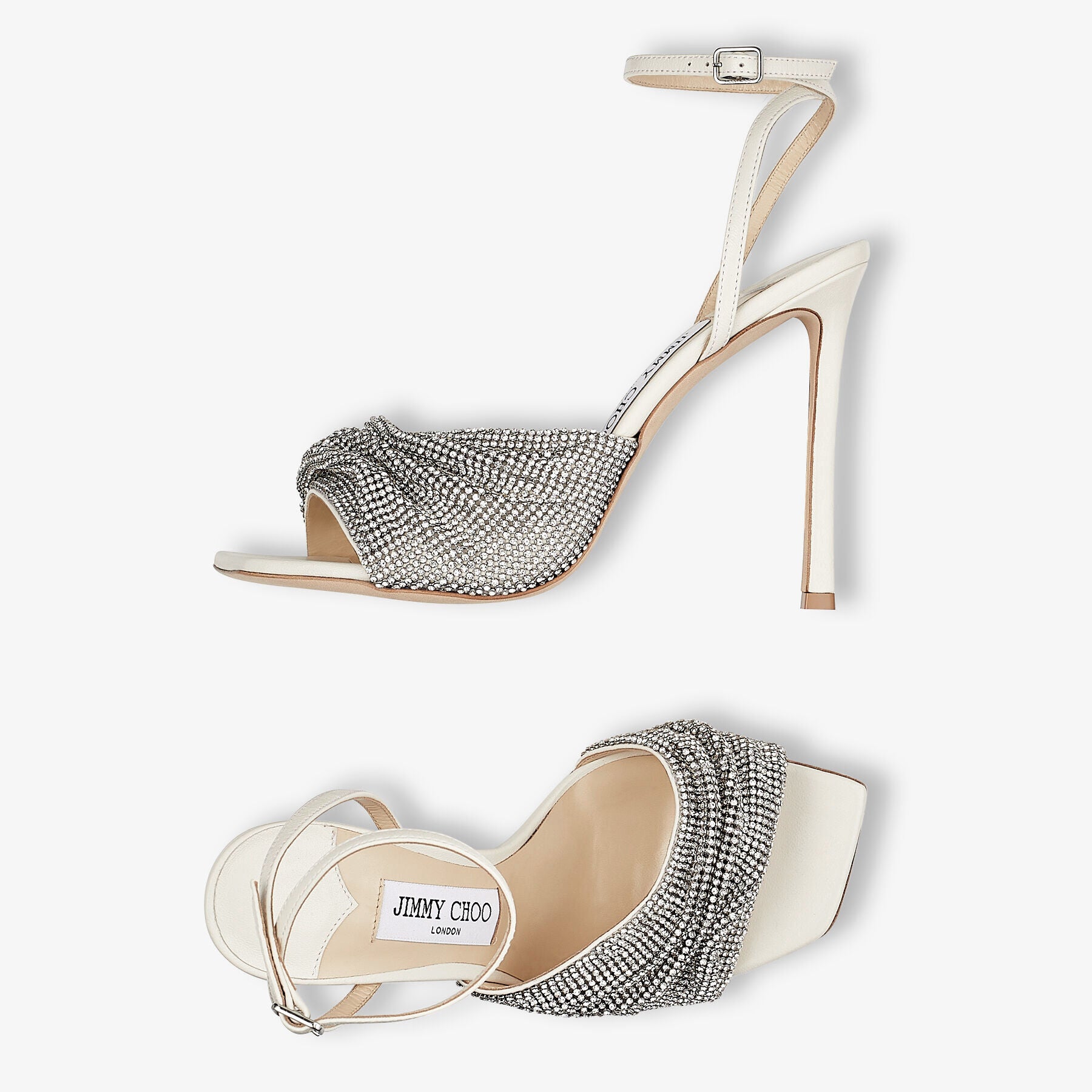 Sandales Naria avec résille et cristaux 110 en cuir - Latte & Crystal