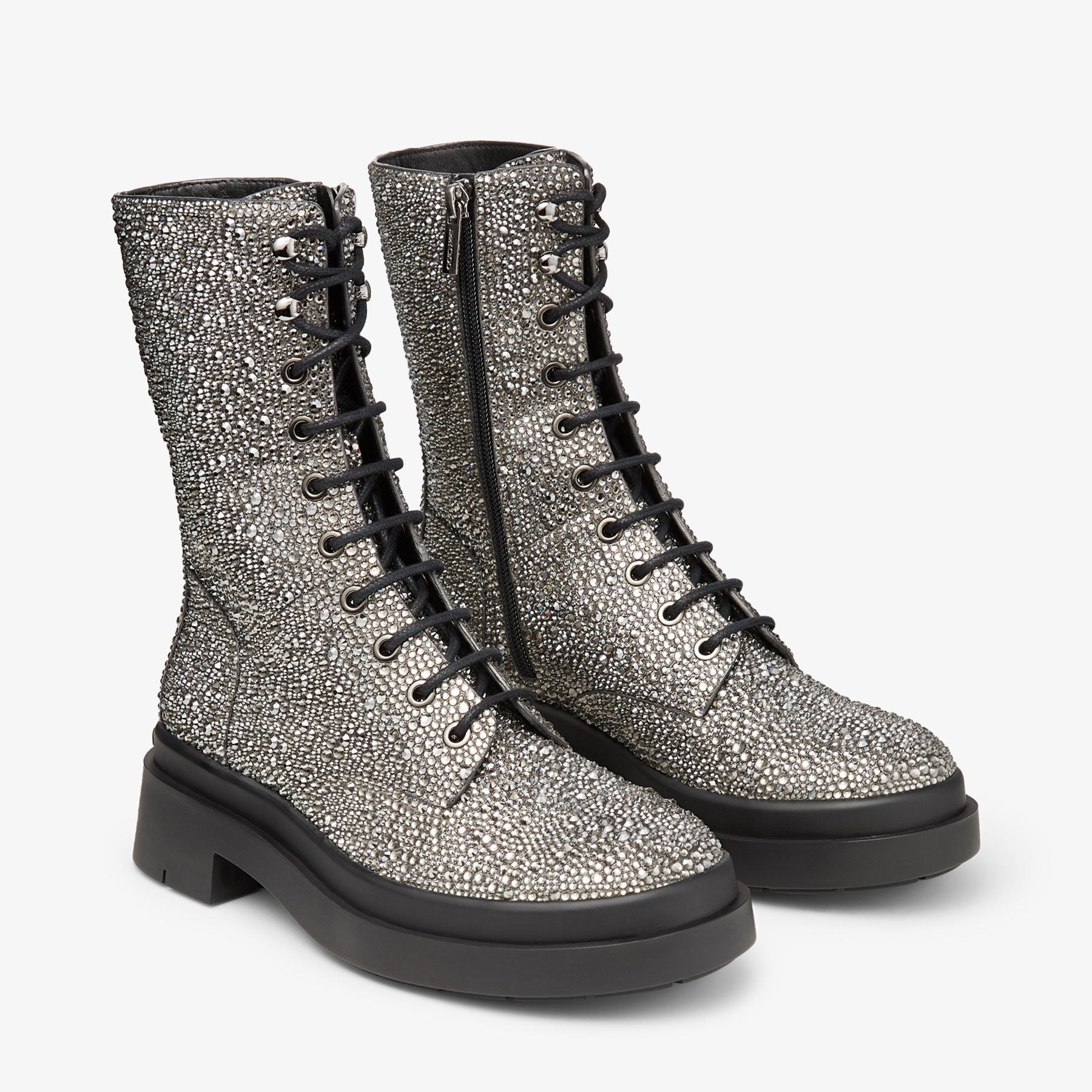 Bottines Nari ornées de cristaux en daim verni - Black Diamond Mix