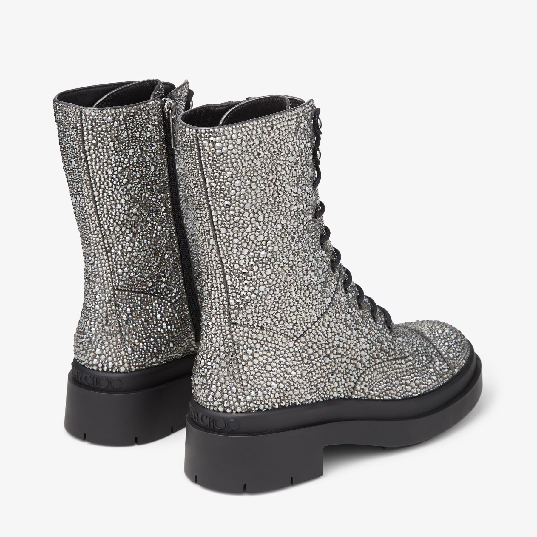 Bottines Nari ornées de cristaux en daim verni - Black Diamond Mix
