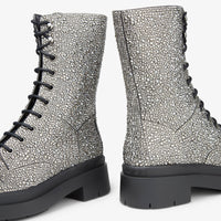 Bottines Nari ornées de cristaux en daim verni - Black Diamond Mix