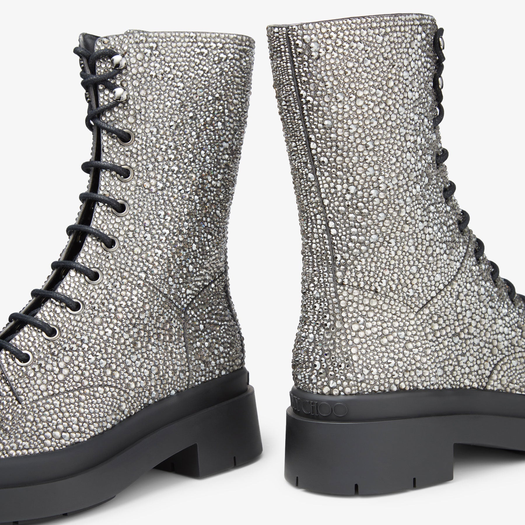 Bottines Nari ornées de cristaux en daim verni - Black Diamond Mix