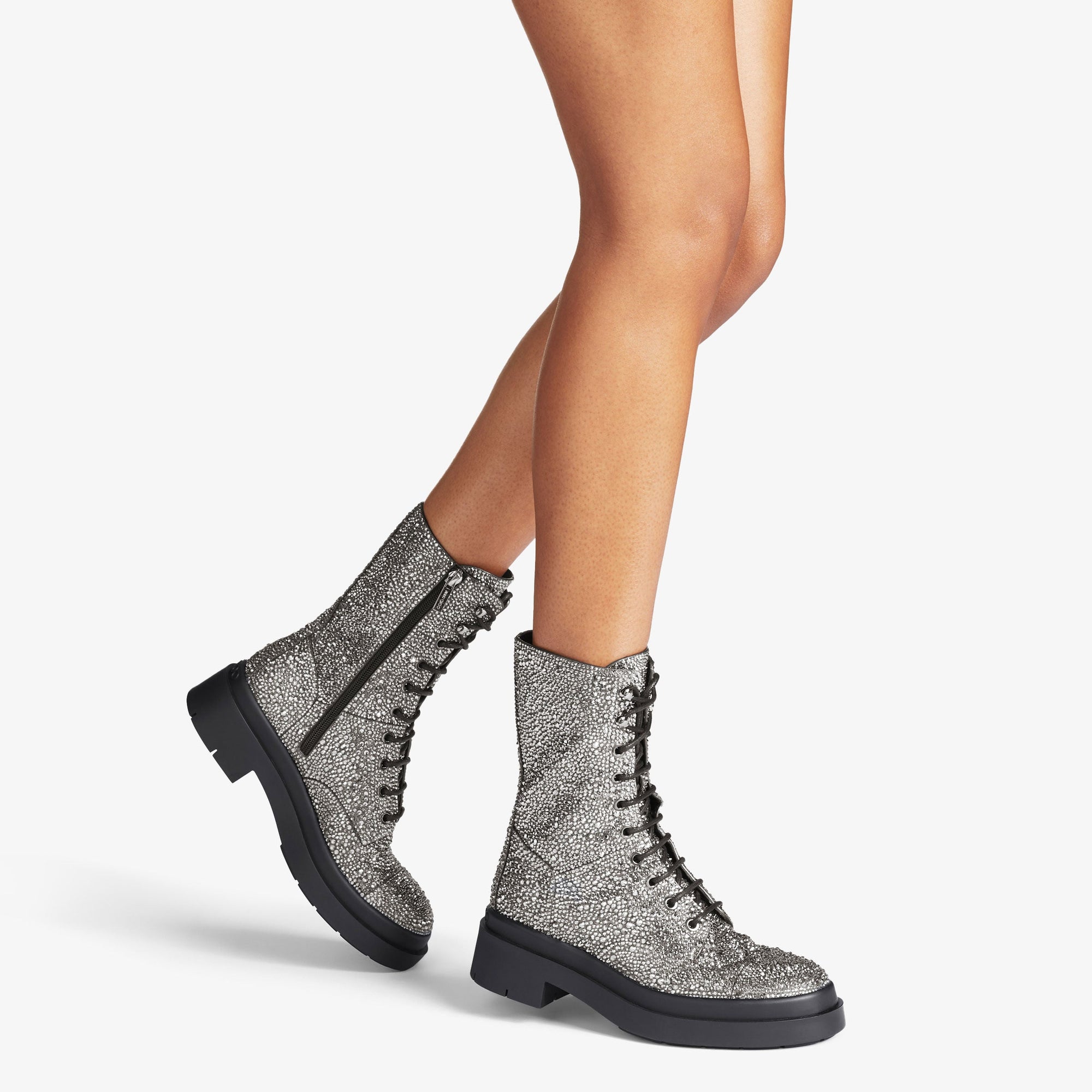 Bottines Nari ornées de cristaux en daim verni - Black Diamond Mix