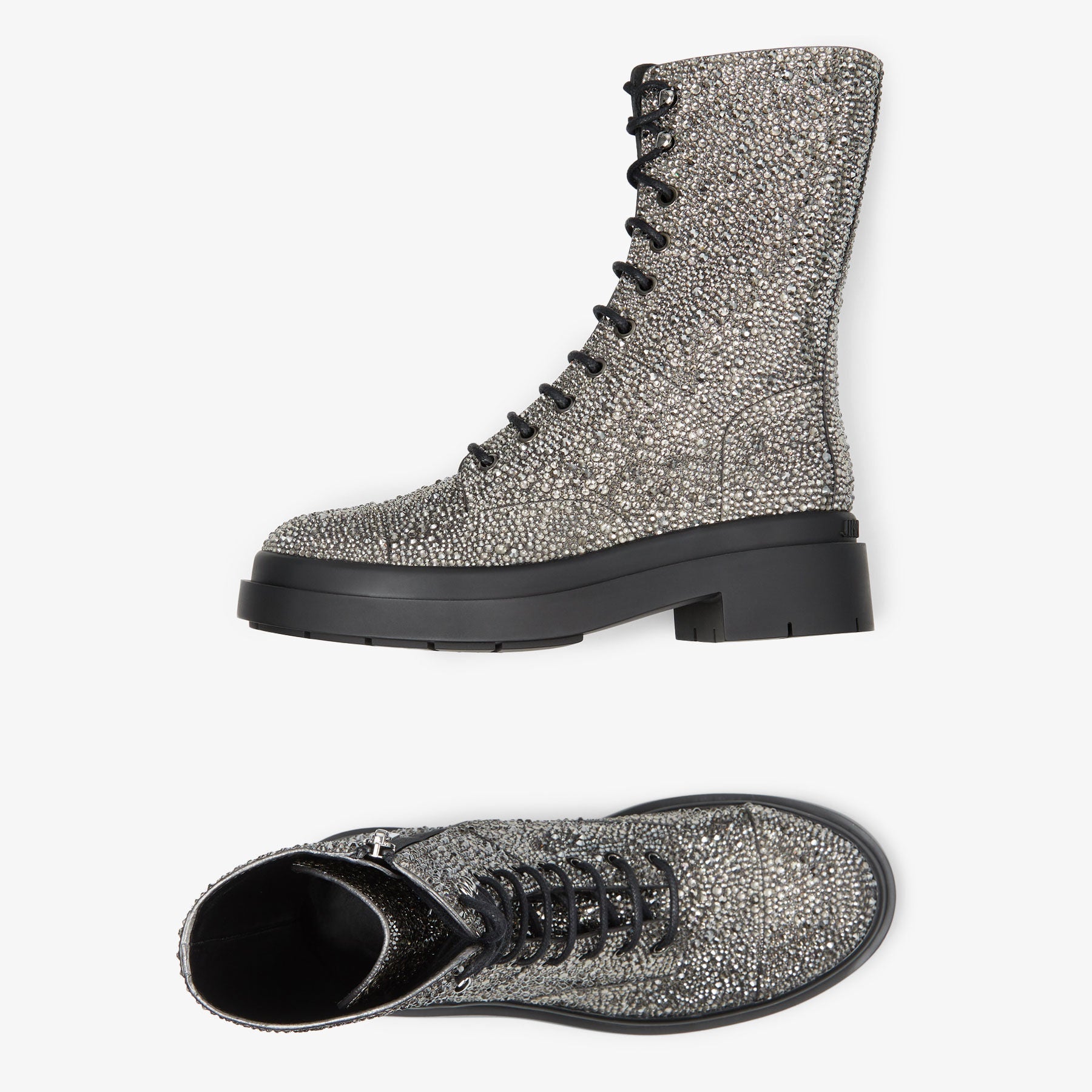Bottines Nari ornées de cristaux en daim verni - Black Diamond Mix