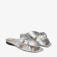 Sandales Narisa plates en cuir effet candy wrap - Silver