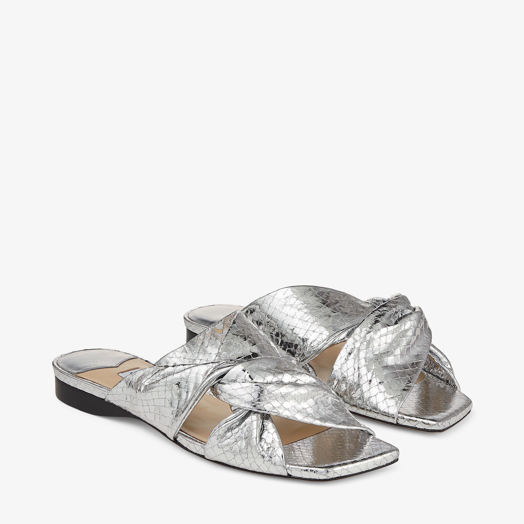 Sandales Narisa plates en cuir effet candy wrap - Silver