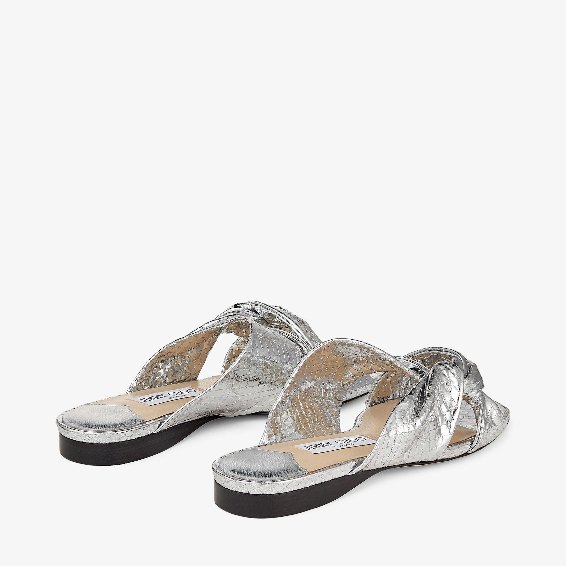 Sandales Narisa plates en cuir effet candy wrap - Silver