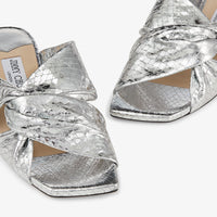 Sandales Narisa plates en cuir effet candy wrap - Silver