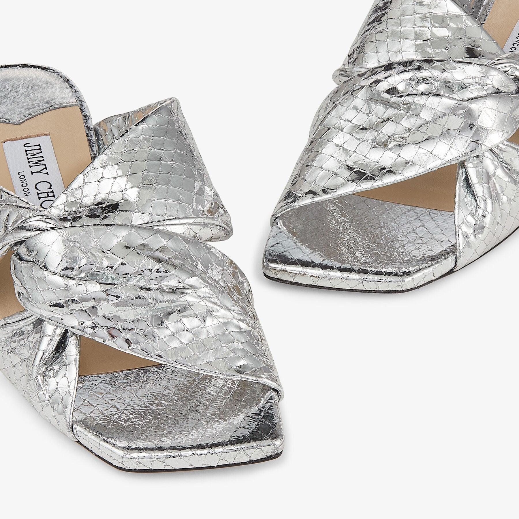Sandales Narisa plates en cuir effet candy wrap - Silver