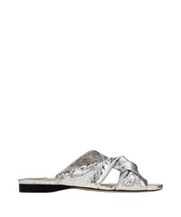 Sandales Narisa plates en cuir effet candy wrap - Silver