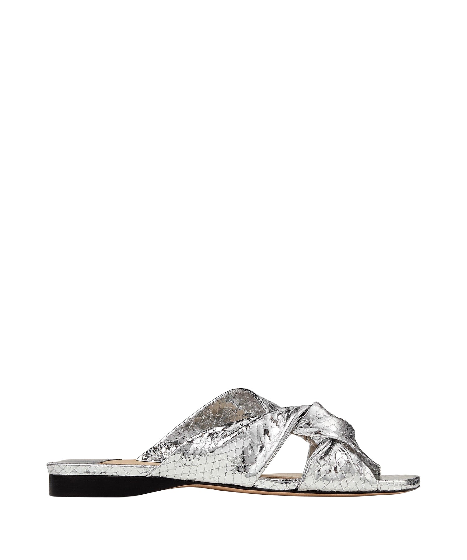 Sandales Narisa plates en cuir effet candy wrap - Silver