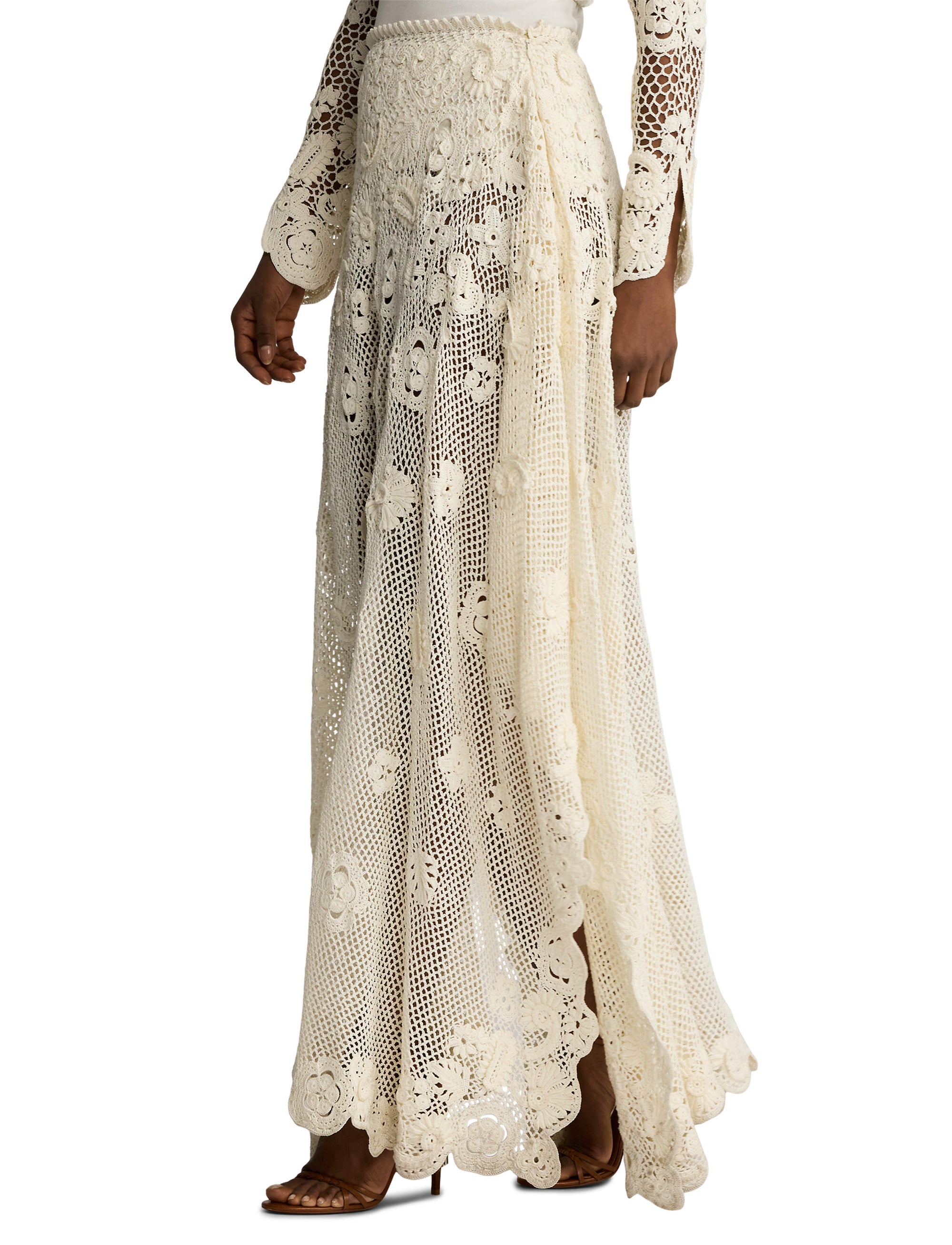 Robe à coupe évasée en soie - Crème