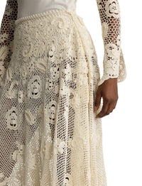 Robe à coupe évasée en soie - Crème
