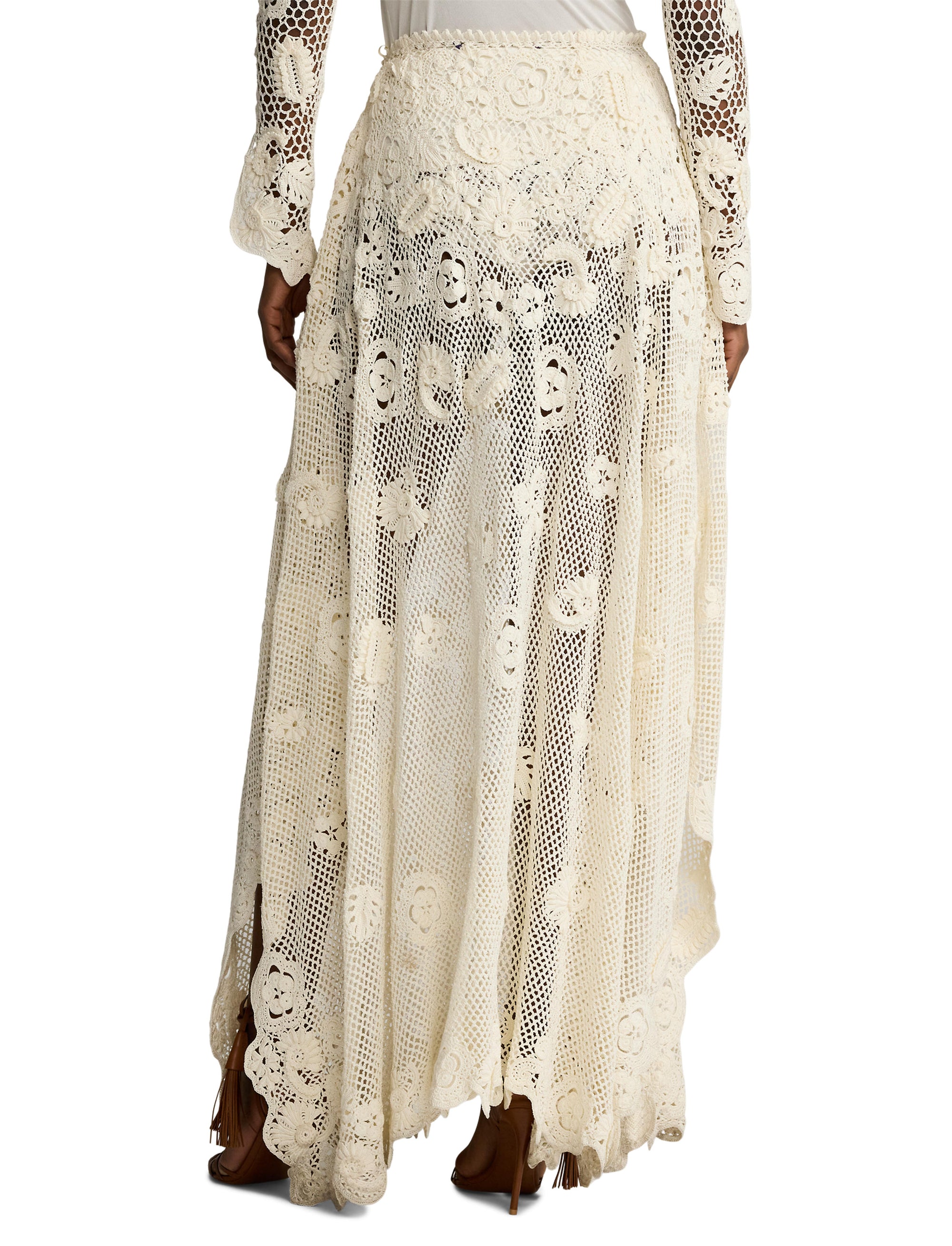 Robe à coupe évasée en soie - Crème