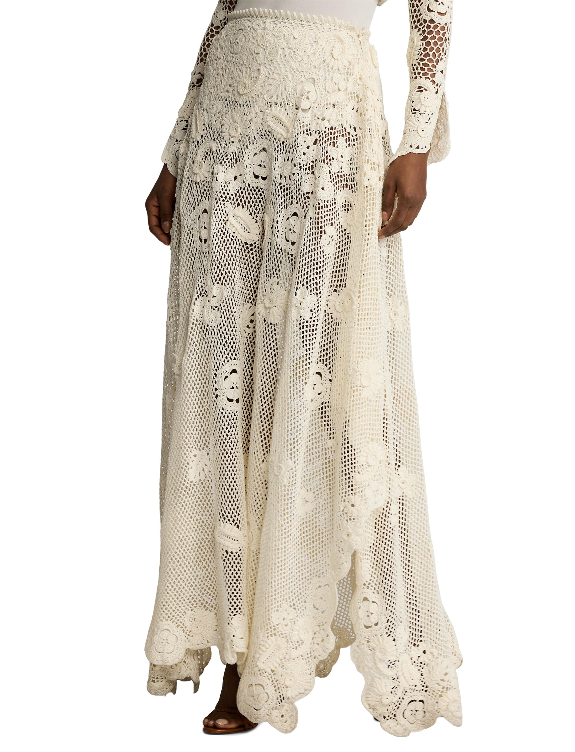 Robe à coupe évasée en soie - Crème
