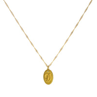1qty RELIQUAT 480€/ QTY IN : 1-QTY OUT : 0- ST : 0% // Collier petite médaillon la lettre D - 40 cm-Jaune