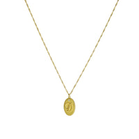 1qty RELIQUAT 480€/ QTY IN : 1-QTY OUT : 0- ST : 0% // Collier petite médaillon la lettre D - 40 cm-Jaune