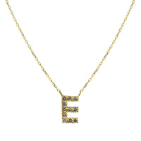 1qty RELIQUAT 580€/ QTY IN : 1-QTY OUT : 0- ST : 0% // Collier lettre E pavé diamant - 40 cm-Jaune