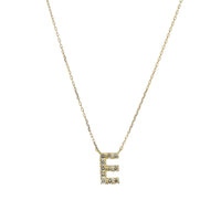 1qty RELIQUAT 580€/ QTY IN : 1-QTY OUT : 0- ST : 0% // Collier lettre E pavé diamant - 40 cm-Jaune
