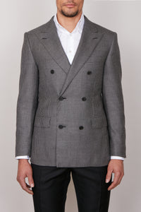 Veste blazer croisée à motif en cuir - Gris