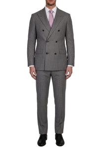 Veste blazer croisée à motif en cuir - Gris