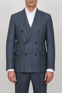 Veste de costume croisé à rayures fines en laine - Gris