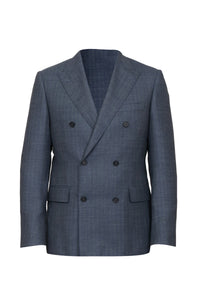 Veste de costume croisé à rayures fines en laine - Gris