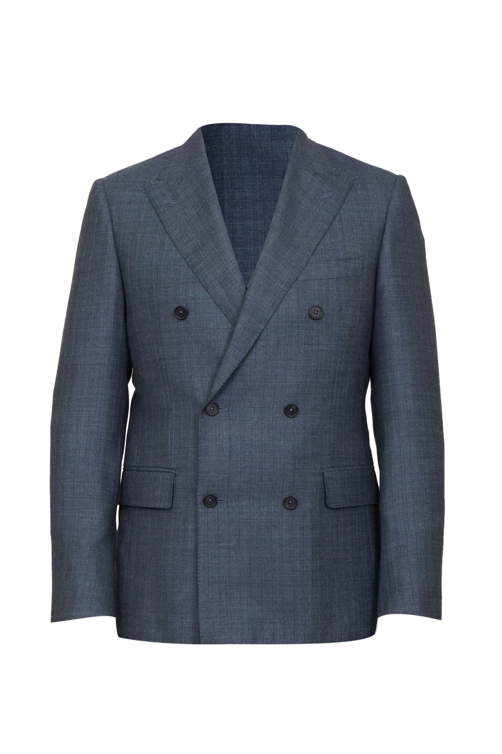 Veste de costume croisé à rayures fines en laine - Gris