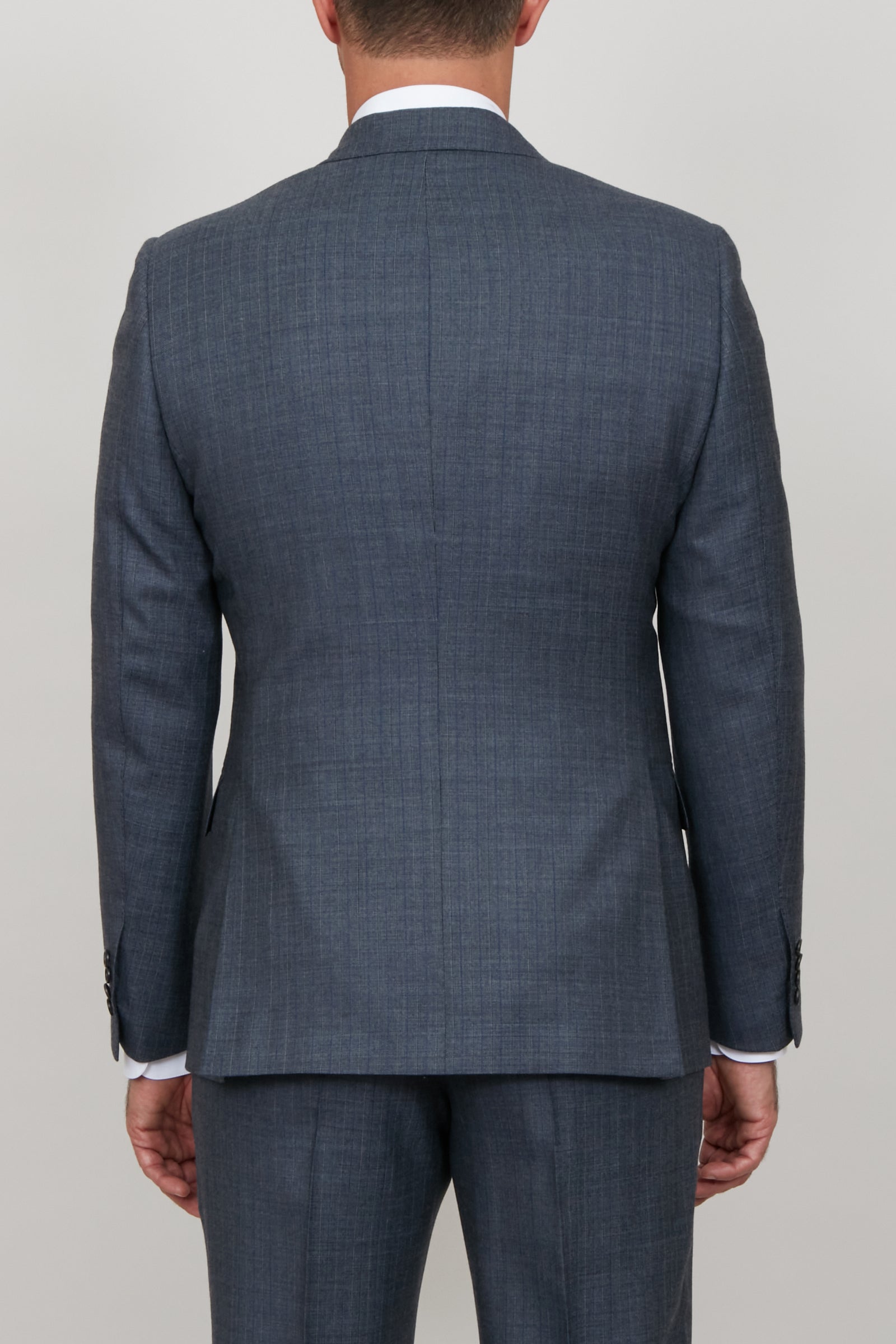 Veste de costume croisé à rayures fines en laine - Gris