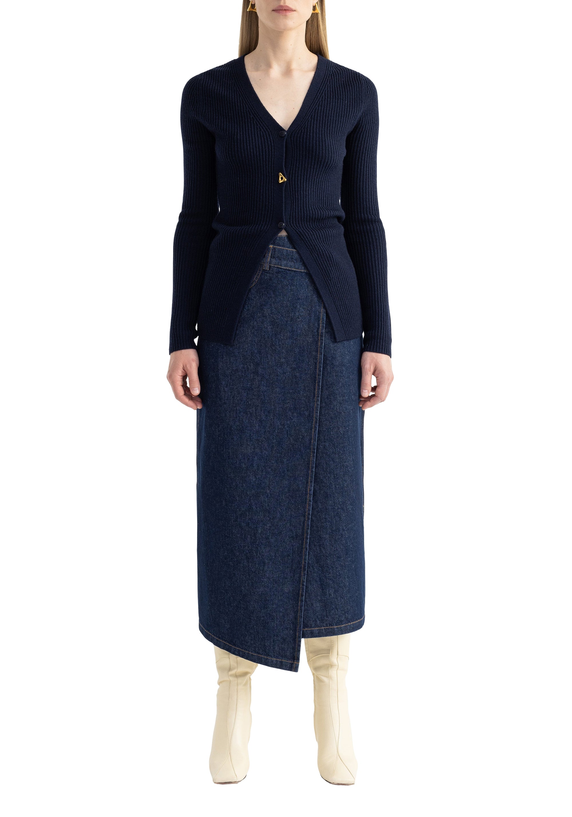 Cardigan Neela cintré en laine - Midnight