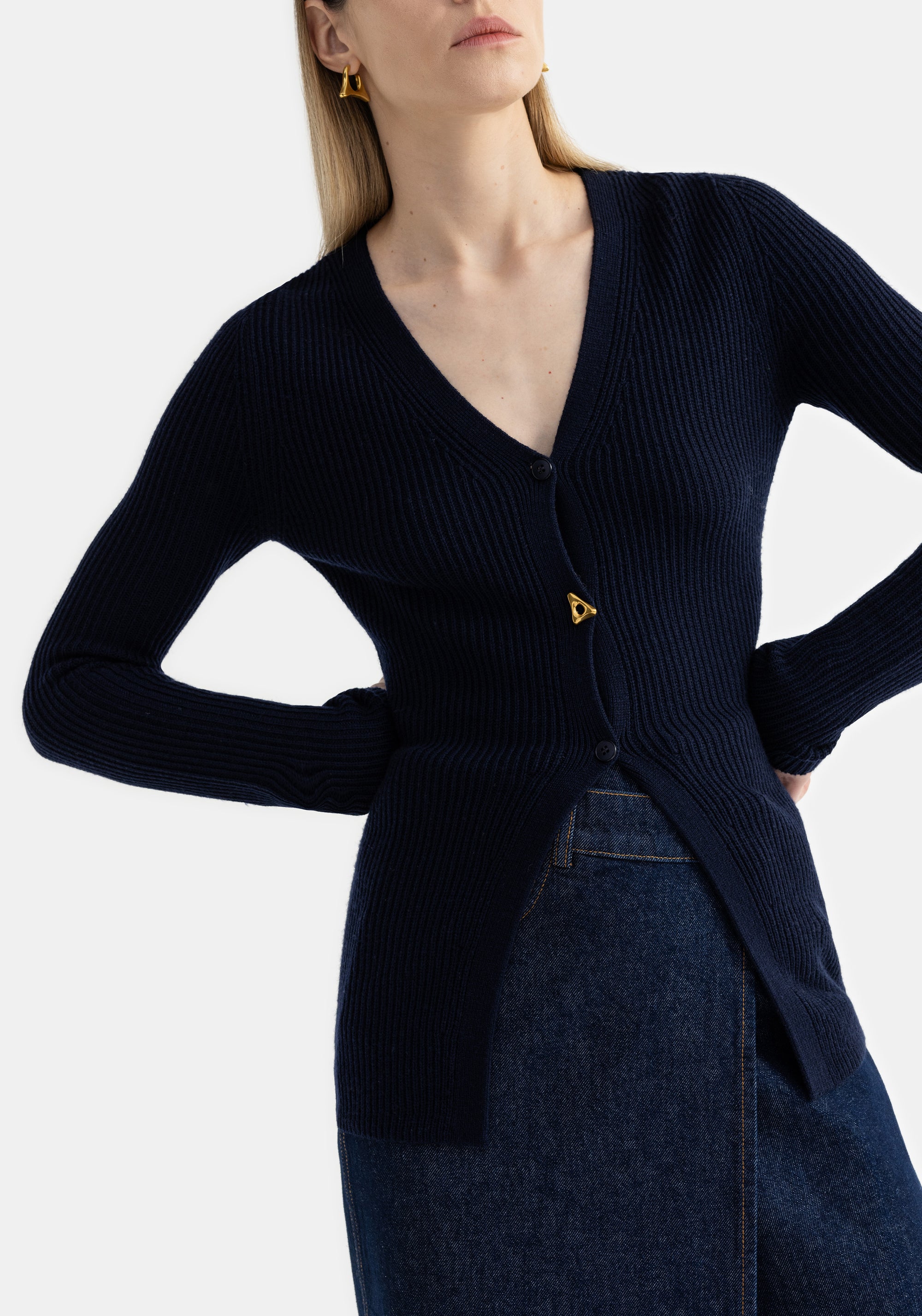 Cardigan Neela cintré en laine - Midnight