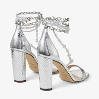 Neena 100 leather sandals - Silver, Crystal & Silver