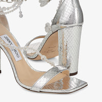 Neena 100 leather sandals - Silver, Crystal & Silver