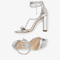 Neena 100 leather sandals - Silver, Crystal & Silver
