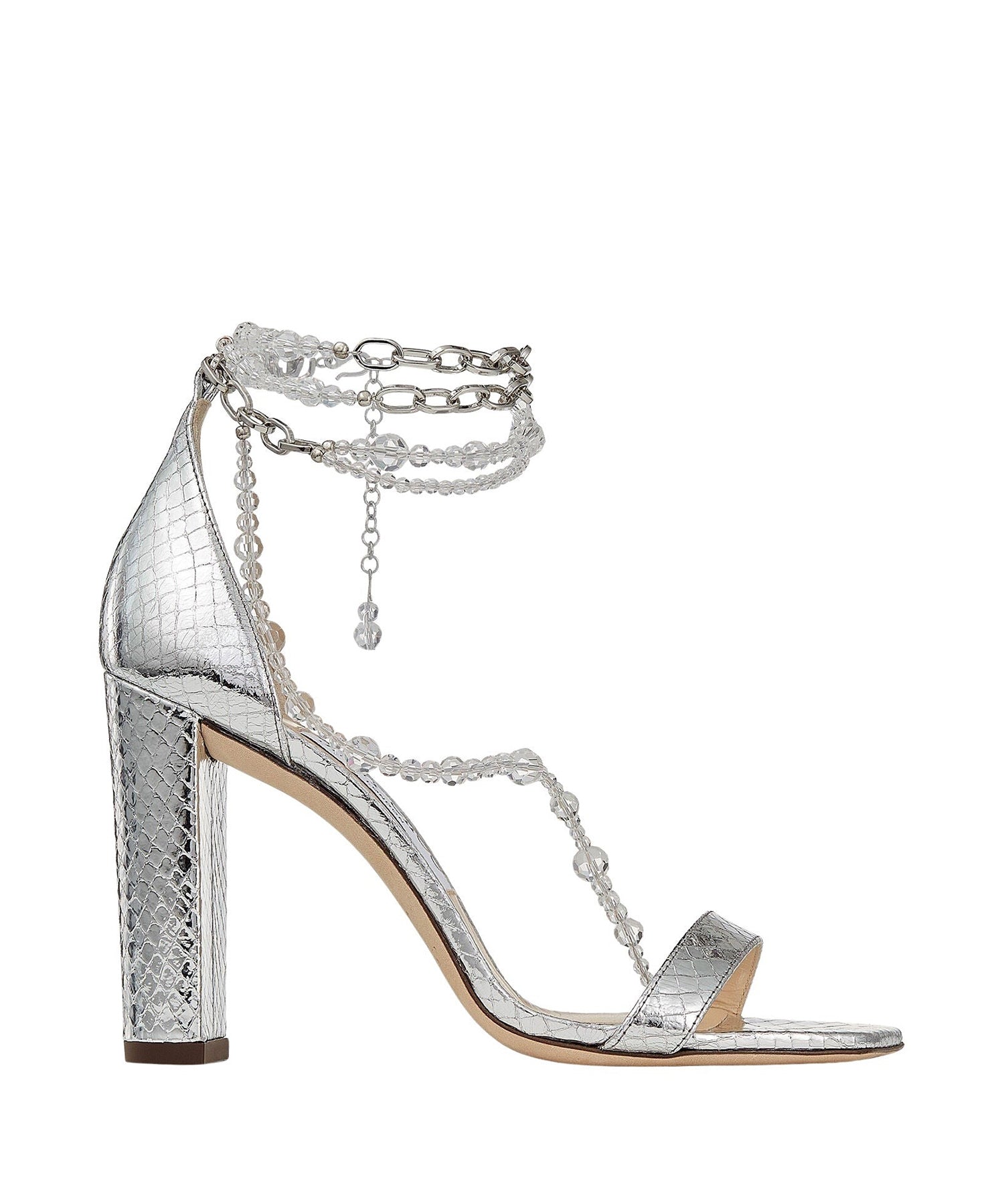 Neena 100 leather sandals - Silver, Crystal & Silver