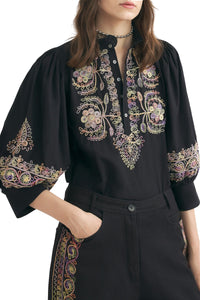 Blouse brodée Neil - Black