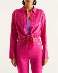 Chemise Emma en soie - Pink Jacquard