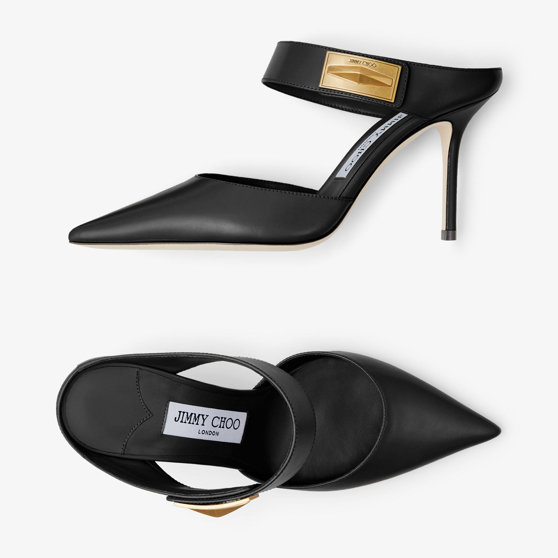 Mules Nell 85 en cuir embossé - Black