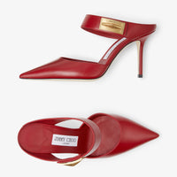 Mules Nell 85 en cuir - Cranberry
