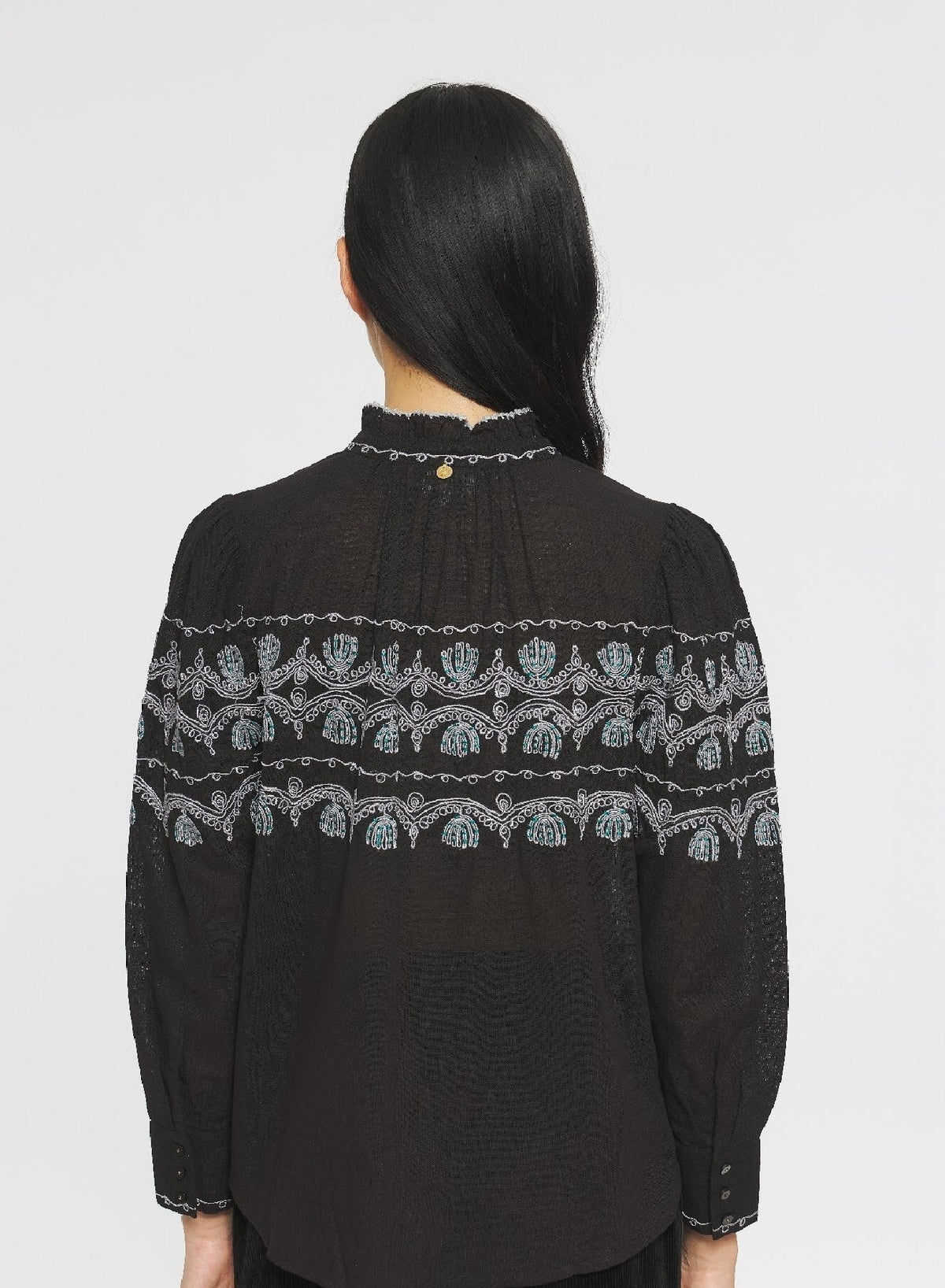 Blouse brodée Nelly - Black